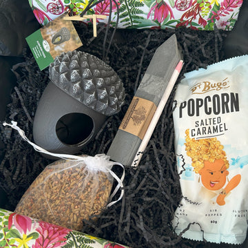 Gift Box with Acorn Bird Feeder, seed and slate plant markers